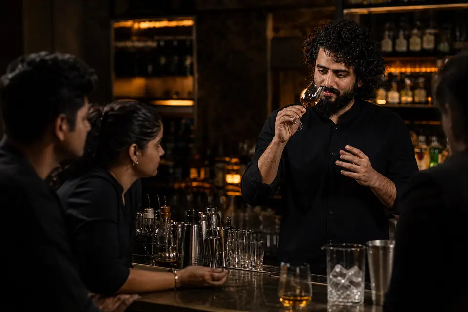 Mayur Marne leading a hands-on cocktail masterclass
